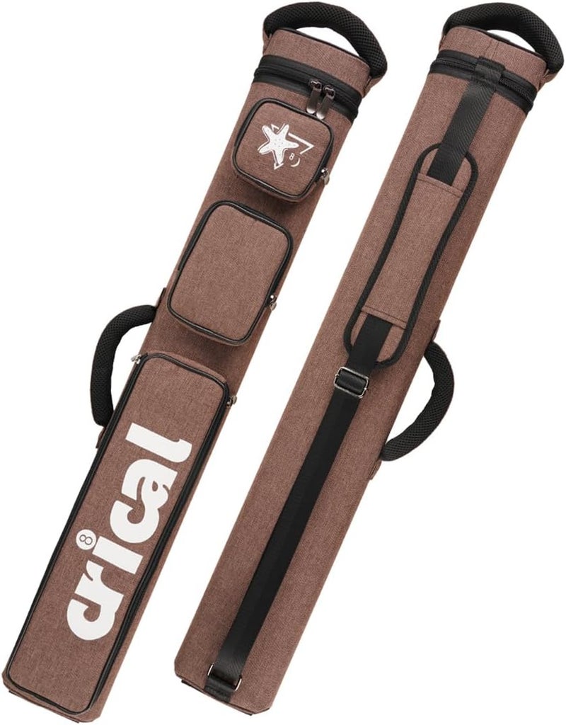 CRICAL Pool Cue Case 2x4 Hard Pool Stick Case Holds 2 Butts and 4 Shafts for Adults Billiard Cue Case with Soft Shoulder Straps - Image 1